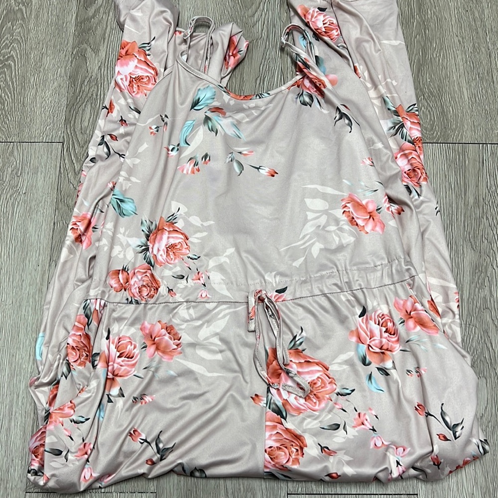 Pink floral romper